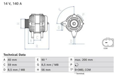 Генератор 140a 986 085 040 bosch seat skoda vw фото №1