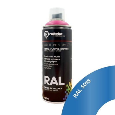 SPRAY farba lakier Rabeko RAL 400ml NIEBIESKI połysk RAL 5015
