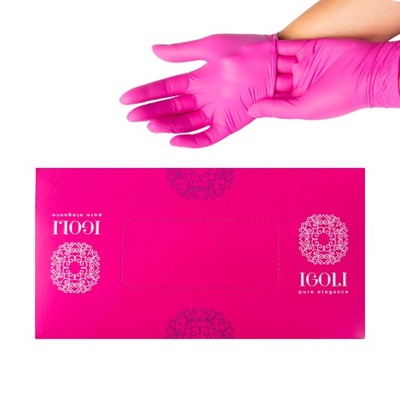 Rękawiczki nitrylowe M różowe rękawice 100 szt HJR