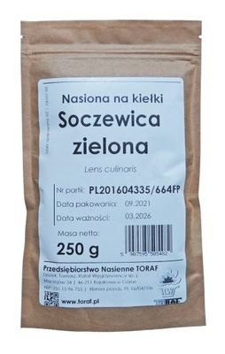 SOCZEWICA ZIELONA NASIONA KIEŁKI 250g TORAF