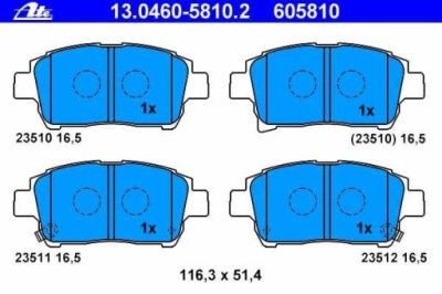 Гальмівні колодки гальмівні toyota yaris 99- +abs фото №1