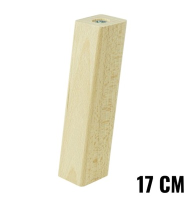 1x noga 17 cm drewniana do mebli bukowa, skośna