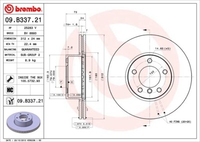 DISC BRAKE BREMBO 09.B337.21  