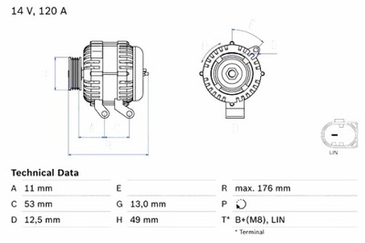 BOSCH GENERATORIUS 12V FORD 