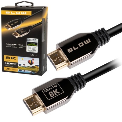 KABEL HDMI 2.1 PREMIUM ULTRA HD 8K 60HZ 4K 3D 1,5M MOCNY MONITOR PROJEKTOR