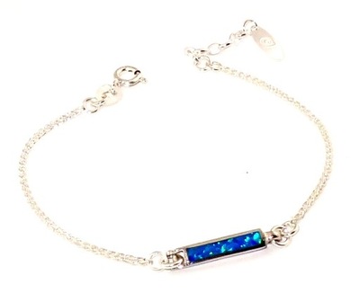 Srebrna bransoletka z kamieniem - opal niebieski syntetyczny w srebrze