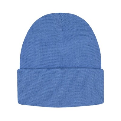 Jednokolorowa Czapka Zimowa Typu Beanie – Zimowa - Niebieska