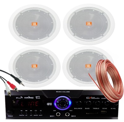 4x GŁOŚNIKI SUFITOWE JBL 13cm WZMACNIACZ BLUETOOTH