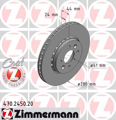 ZIMMERMANN RENAULT CAPTUR 280MM DISCOS PARTE DELANTERA 470.2450.20  