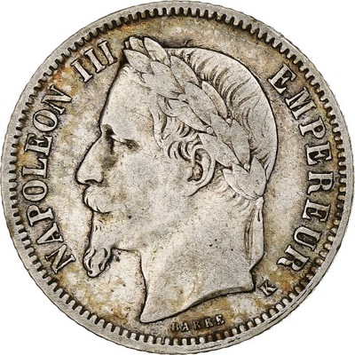 Francja, Franc, Napoléon III, 1867, Bordeaux, Sreb