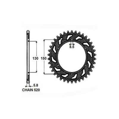 ЗУБЧАТКА ЗАДНЯЯ SUNSTAR SUNR1-3592-49