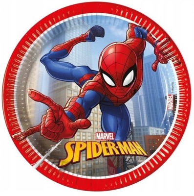 Talerzyki papierowe Spiderman 20 cm 8 sztuk Spider-Man