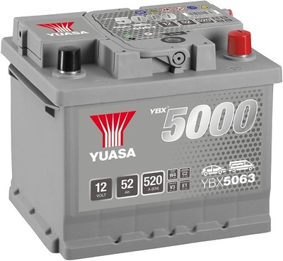 BATERÍA YUASA YBX5063 52AH, 52 AH, 520A, 207X175X175  