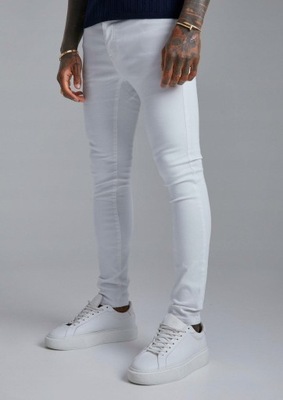 BOOHOOMAN BIAŁE SPODNIE JEANS LID XXH__W30