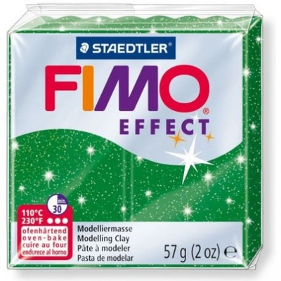 Kostka FIMO effect 57g, zielony brokatowy