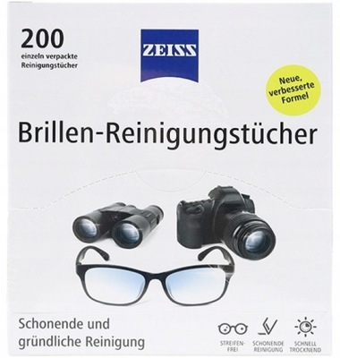 Chusteczki do czyszczenia okularów Zeiss 200 sztuk