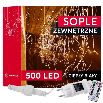 KURTYNA 1000 LED BIAŁE LAMPKI SOPLE ZEWNĘTRZNE