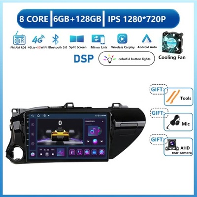 RADIO DE AUTOMÓVIL CON NAVEGACIÓN GPS ANDROID13 PARA TOYOTA HILUX REVO VIGO IMV 2016-2020  