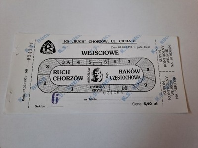 RUCH CHORZÓW - RAKÓW CZĘSTOCHOWA 07-05-1997