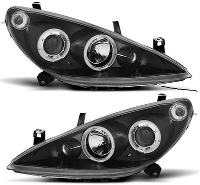 ФАРА ФОНАРИ КОМПЛЕКТ RINGI ANGEL EYES LED (СВЕТОДИОД ) ТЮНИНГ ЧЕРНЫЕ PEUGEOT 307 01-2005