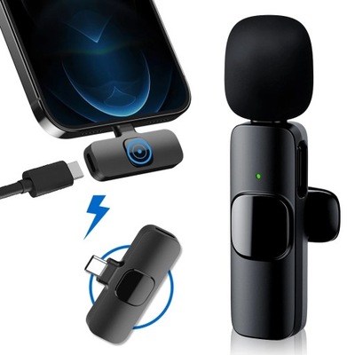 Mini mikrofon bezprzewodowy do telefonu USB-C Bluetooth ZASIĘG 20m 6h pracy