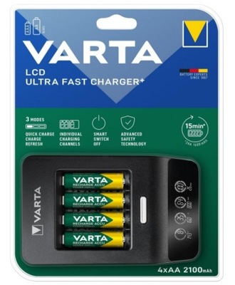 Ładowarka Varta LCD Ultra Fast Charger+ 4 AA, AAA akumulatorki