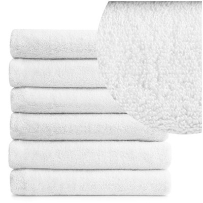 Ręczniki Hotelowe Białe Frotte 70x140 Praktyczny Zestaw 6szt
