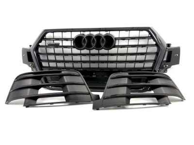 Audi q7 4m 15-19 s-line shadow line решётка радиатора решётка радиатора + решётки боковой набор фото №1