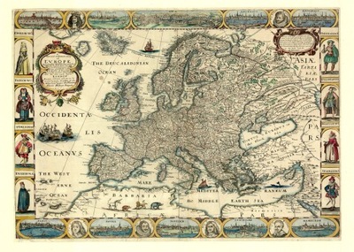 Stara MAPA EUROPA 1665r. 70x50