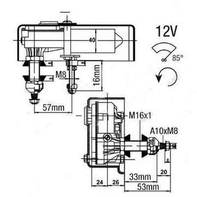 MOTOR LIMPIAPARABRISAS MANITOU MRT 563841 85° 4PIN 563841  