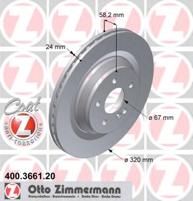 ZIMMERMANN MERCEDES S W221 320MM ДИСКИ ТОРМОЗНЫЕ ЗАД 400.3661.20