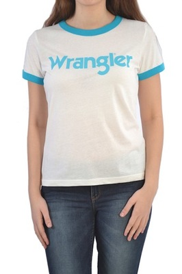 WRANGLER RINGER TEE WHITE LOGO T-SHIRT DAMSKI XS