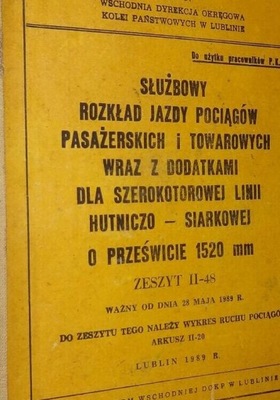 Służbowy Rozkład jazdy pociągów PKP Lublin 1989 r.