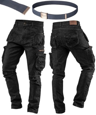 ШТАНЫ ROBOCZE ДЖИНСЫ DENIM ЧЕРНЫЕ ELASTAN РАЗМЕР L NEO 81-233 + РЕМЕНЬ 81-901