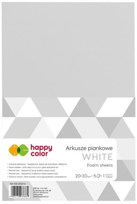 Arkusze piankowe A4 5szt Happy Color WHITE biały