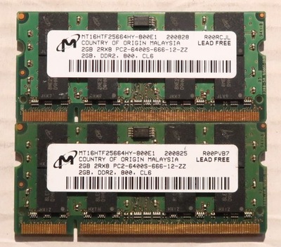 Pamięć 4GB (2x2GB) DDR2 PC2-6400S 800MHz SODIMM MICRON