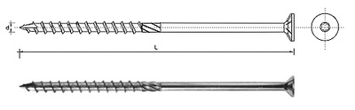 WKRĘT CIESIELSKI DO DREWNA Z ŁBEM STOŻKOWYM TORX 6*80MM T30 200SZT