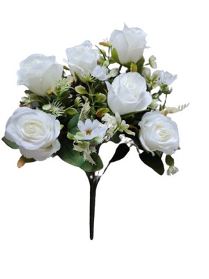 RÓŻA biała białe róże BUKIET 44 cm gotowy w bukiecie 6 róż oraz dodatki