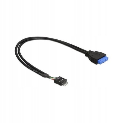 Delock USB 19 pin USB 8 pin, 0.3m, Czarny (83095)