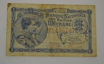 Belgia - Banknot - 1 Frank - 1920 rok