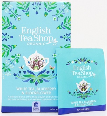 ENGLISH TEA SHOP HERBATA BIAŁA DZIKI BEZ BORÓWKA TRAWA CYTRYNOWA BIO 40g