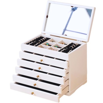 ÉKSZERTARTÓ DOBOZ ÉKSZERTARTÓ LÁDA FEHÉR FA RENDSZEREZŐ