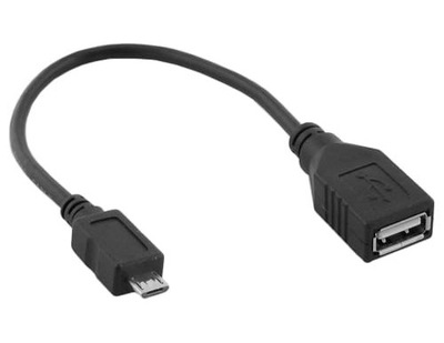 Kabel USB gniazdo A- wtyk mikroUSB B OTG 15cm