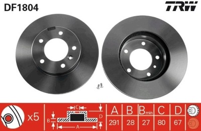 2X DISCO DE FRENADO JAGUAR PARTE DELANTERA XJ 2,9-6,0 86-97 DF1804  