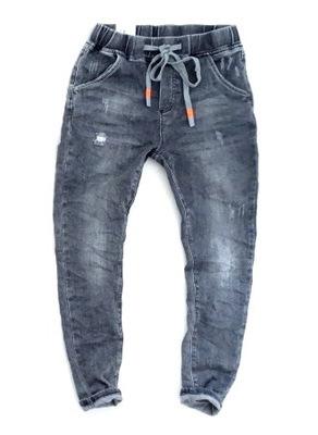 Włoskie dresowe BAGGY jeansy wiązane joggers 36 S