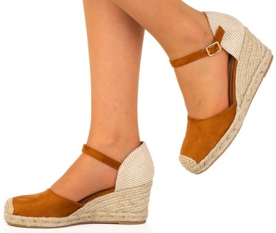 SANDAŁY ESPADRYLE NA KOTURNIE CAMEL 40