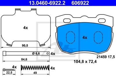 ATE 13.0460-6922.2 ZAPATAS DE FRENADO PARTE DELANTERA LAND ROVER DEFENDER DISCOVERY 4X4  