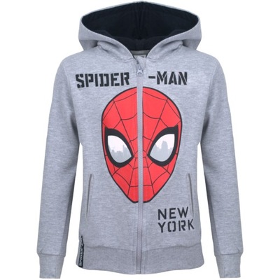 Bluza Spiderman z kapturem szara 104