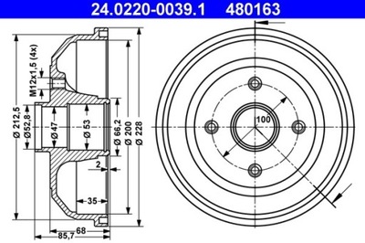 2X BEBEN DE FRENADO OPEL PARTE TRASERA CORSA C 1,0-1,4/1,3-1,7D 00-06 24.0220-0039.1  