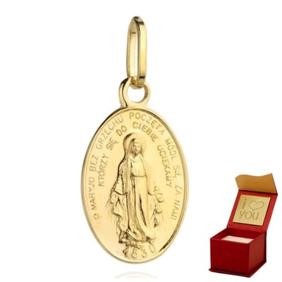 Złoty medalik zawieszka Maryja próba 585